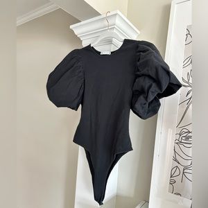 ZARA PUFF SLEEVE BODYSUIT SIZE SMALL BLACK